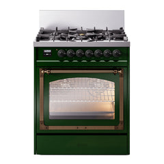 ILVE Nostalgie II Noblesse 30 inch Triple Glass Door Dual Fuel Range with 5 Burners - UN30NMP