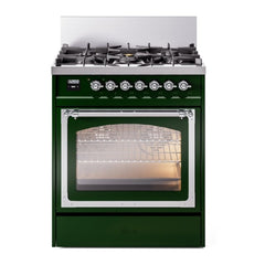 ILVE Nostalgie II Noblesse 30 inch Triple Glass Door Dual Fuel Range with 5 Burners - UN30NMP