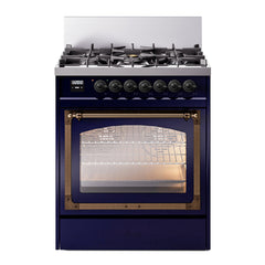 ILVE Nostalgie II Noblesse 30 inch Triple Glass Door Dual Fuel Range with 5 Burners - UN30NMP