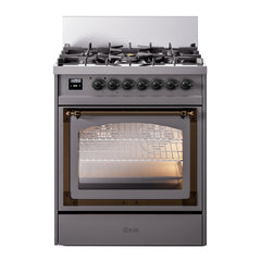 ILVE Nostalgie II Noblesse 30 inch Triple Glass Door Dual Fuel Range with 5 Burners - UN30NMP