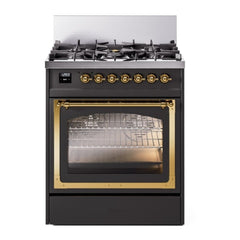 ILVE Nostalgie II Noblesse 30 inch Triple Glass Door Dual Fuel Range with 5 Burners - UN30NMP