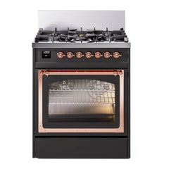 ILVE Nostalgie II Noblesse 30 inch Triple Glass Door Dual Fuel Range with 5 Burners - UN30NMP