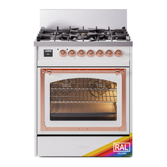 ILVE Nostalgie II Noblesse 30 inch Triple Glass Door Dual Fuel Range with 5 Burners - UN30NMP
