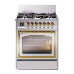 ILVE Nostalgie II Noblesse 30 inch Triple Glass Door Dual Fuel Range with 5 Burners - UN30NMP