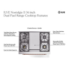 ILVE Nostalgie II Noblesse 30 inch Triple Glass Door Dual Fuel Range with 5 Burners - UN30NMP