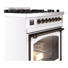 ILVE Nostalgie II Noblesse 30 inch Triple Glass Door Dual Fuel Range with 5 Burners - UN30NMP