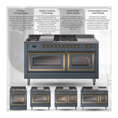 ILVE Nostalgie II Noblesse 30 inch Triple Glass Door Dual Fuel Range with 5 Burners - UN30NMP