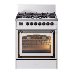 ILVE Nostalgie II Noblesse 30 inch Triple Glass Door Dual Fuel Range with 5 Burners - UN30NMP