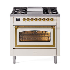 ILVE Nostalgie II Noblesse 36 inch Dual Fuel Range with 6 Burners and Griddle ,Triple Glass Door - UN36FNM