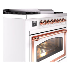 ILVE Nostalgie II Noblesse 36 inch Dual Fuel Range with 6 Burners and Griddle ,Triple Glass Door - UN36FNM