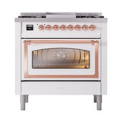 ILVE Nostalgie II Noblesse 36 inch Dual Fuel Range with 6 Burners and Griddle ,Triple Glass Door - UN36FNM