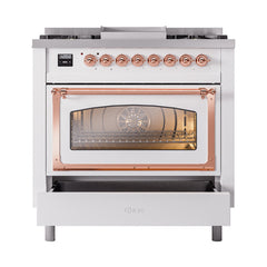 ILVE Nostalgie II Noblesse 36 inch Dual Fuel Range with 6 Burners and Griddle ,Triple Glass Door - UN36FNM