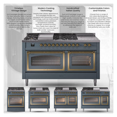 ILVE Nostalgie II Noblesse 36 inch Dual Fuel Range with 6 Burners and Griddle ,Triple Glass Door - UN36FNM