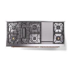 ILVE Nostalgie II Noblesse 60″ Dual Fuel Range 9 Sealed Burners + Griddle, Solid Door - UN60FQNMP