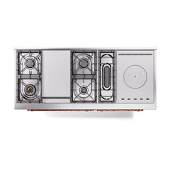 ILVE Nostalgie II Noblesse 60 inch Dual Fuel Range 7 Sealed Burners + Griddle + French Top Solid Door - UN60FSQNMP