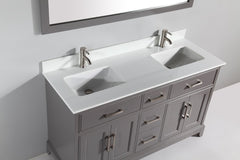 Bath Vanity  with Engineered Marble Top in White with Basin and Mirror - VA1060D