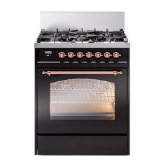 ILVE  Nostalgie II 30 inch Dual Fuel Range with 5 Burners Triple Glass Door - UP30NMP