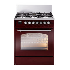 ILVE  Nostalgie II 30 inch Dual Fuel Range with 5 Burners Triple Glass Door - UP30NMP