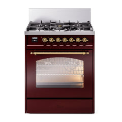 ILVE  Nostalgie II 30 inch Dual Fuel Range with 5 Burners Triple Glass Door - UP30NMP