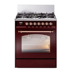 ILVE  Nostalgie II 30 inch Dual Fuel Range with 5 Burners Triple Glass Door - UP30NMP