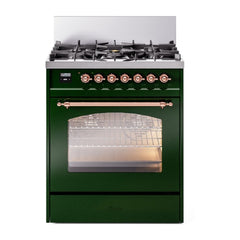 ILVE  Nostalgie II 30 inch Dual Fuel Range with 5 Burners Triple Glass Door - UP30NMP