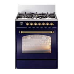 ILVE  Nostalgie II 30 inch Dual Fuel Range with 5 Burners Triple Glass Door - UP30NMP