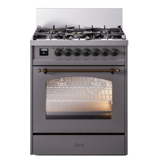 ILVE  Nostalgie II 30 inch Dual Fuel Range with 5 Burners Triple Glass Door - UP30NMP