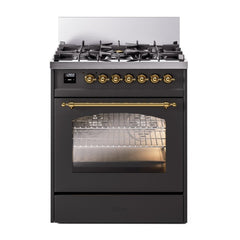 ILVE  Nostalgie II 30 inch Dual Fuel Range with 5 Burners Triple Glass Door - UP30NMP