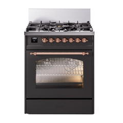 ILVE  Nostalgie II 30 inch Dual Fuel Range with 5 Burners Triple Glass Door - UP30NMP