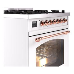 ILVE  Nostalgie II 30 inch Dual Fuel Range with 5 Burners Triple Glass Door - UP30NMP