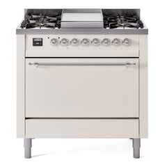 ILVE Nostalgie II 36" Dual Fuel Range with 6 Burners and Griddle Solid Door - UP36FQNMP