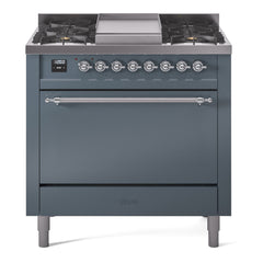 ILVE Nostalgie II 36" Dual Fuel Range with 6 Burners and Griddle Solid Door - UP36FQNMP