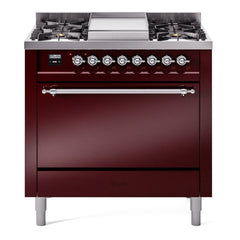ILVE Nostalgie II 36" Dual Fuel Range with 6 Burners and Griddle Solid Door - UP36FQNMP