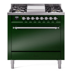 ILVE Nostalgie II 36" Dual Fuel Range with 6 Burners and Griddle Solid Door - UP36FQNMP