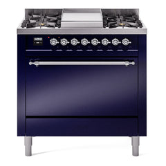 ILVE Nostalgie II 36" Dual Fuel Range with 6 Burners and Griddle Solid Door - UP36FQNMP