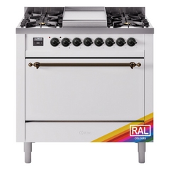 ILVE Nostalgie II 36" Dual Fuel Range with 6 Burners and Griddle Solid Door - UP36FQNMP