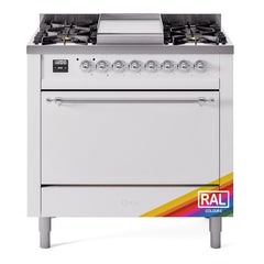ILVE Nostalgie II 36" Dual Fuel Range with 6 Burners and Griddle Solid Door - UP36FQNMP