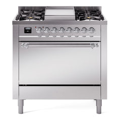 ILVE Nostalgie II 36" Dual Fuel Range with 6 Burners and Griddle Solid Door - UP36FQNMP