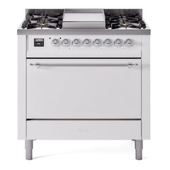 ILVE Nostalgie II 36" Dual Fuel Range with 6 Burners and Griddle Solid Door - UP36FQNMP