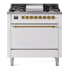ILVE Nostalgie II 36" Dual Fuel Range with 6 Burners and Griddle Solid Door - UP36FQNMP
