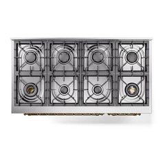 ILVE Nostalgie II 48 inch Dual Fuel Range with 8 Total Black Brass Sealed Burners, Brass Trim (Limited Edition) - UP488NMP