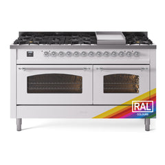 ILVE Nostalgie II 60 Inch Dual Fuel Range – 9 Sealed Burners & Griddle Triple Glass Door - UP60FNMP