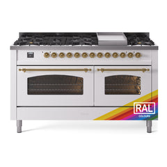 ILVE Nostalgie II 60 Inch Dual Fuel Range – 9 Sealed Burners & Griddle Triple Glass Door - UP60FNMP