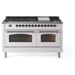 ILVE Nostalgie II 60 Inch Dual Fuel Range – 9 Sealed Burners & Griddle Triple Glass Door - UP60FNMP