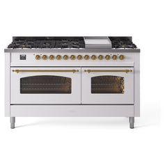 ILVE Nostalgie II 60 Inch Dual Fuel Range – 9 Sealed Burners & Griddle Triple Glass Door - UP60FNMP