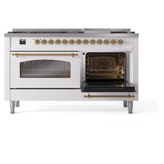 ILVE Nostalgie II 60 Inch Dual Fuel Range – 9 Sealed Burners & Griddle Triple Glass Door - UP60FNMP