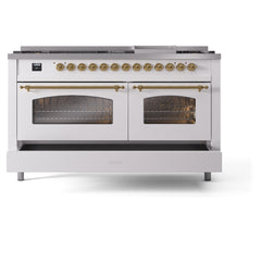 ILVE Nostalgie II 60 Inch Dual Fuel Range – 9 Sealed Burners & Griddle Triple Glass Door - UP60FNMP