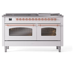 ILVE Nostalgie II 60 Inch Dual Fuel Range – 9 Sealed Burners & Griddle Triple Glass Door - UP60FNMP