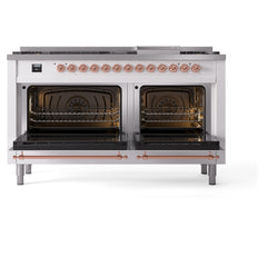 ILVE Nostalgie II 60 Inch Dual Fuel Range – 9 Sealed Burners & Griddle Triple Glass Door - UP60FNMP