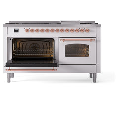 ILVE Nostalgie II 60 Inch Dual Fuel Range – 9 Sealed Burners & Griddle Triple Glass Door - UP60FNMP